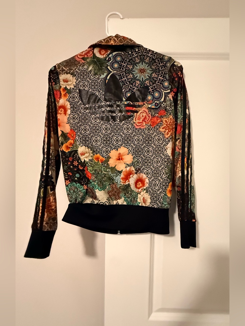 adidas Multicolor Floral Mosaic Bomber Jacket - Black, Green, Orange, Cream - Picture 11 of 11